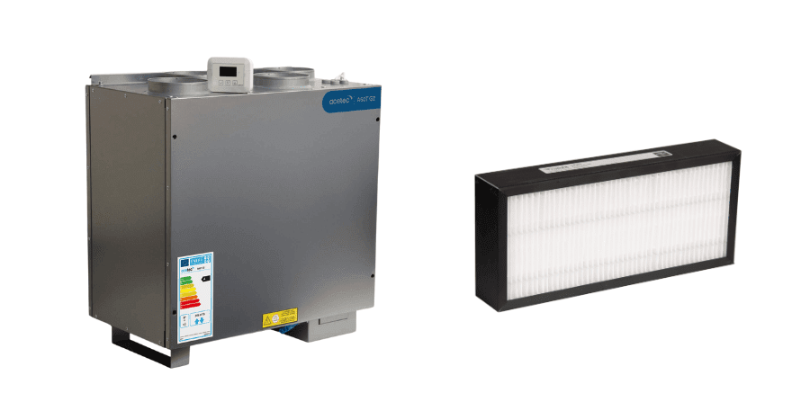 EvoAir ventilationsaggregat och utbytbara filter